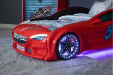 Дитяче ліжко машина Star Premium Mersedes GT red 160x80 см з підсвічуванням, музикою, шкіряний салон, пультом